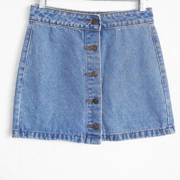 DAHLI Coastal Cowgirl Button Front Cotton A Line Denim Mini Skirt S Waist 25" - Picture 1 of 4